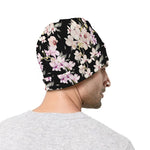 Watercolor Orchid Flower Pattern Print Beanie