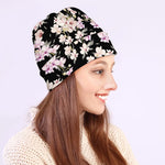 Watercolor Orchid Flower Pattern Print Beanie