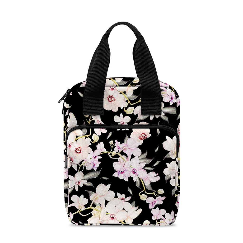 Watercolor Orchid Flower Pattern Print Bible Tote Bag