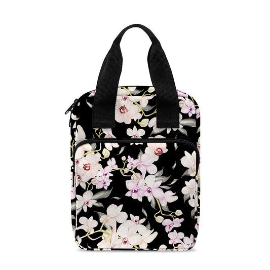 Watercolor Orchid Flower Pattern Print Bible Tote Bag