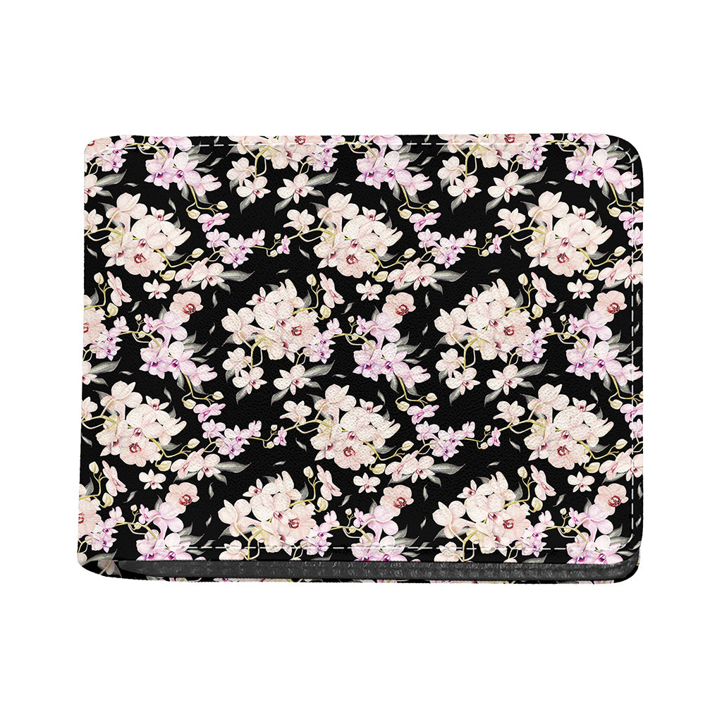Watercolor Orchid Flower Pattern Print Bifold Wallet