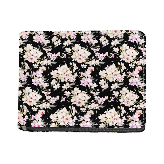 Watercolor Orchid Flower Pattern Print Bifold Wallet