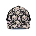 Watercolor Orchid Flower Pattern Print Black Mesh Trucker Hat