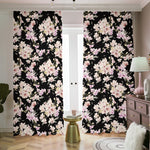 Watercolor Orchid Flower Pattern Print Blackout Pencil Pleat Curtains