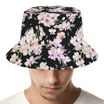 Watercolor Orchid Flower Pattern Print Bucket Hat