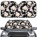 Watercolor Orchid Flower Pattern Print Car Windshield Sun Shade