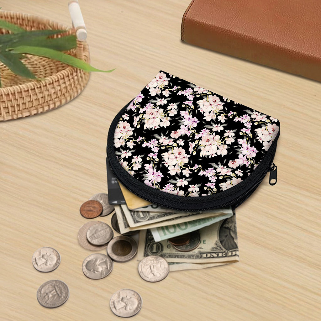 Watercolor Orchid Flower Pattern Print Coin Purse