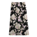 Watercolor Orchid Flower Pattern Print Cotton Front Slit Maxi Skirt