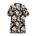 Watercolor Orchid Flower Pattern Print Cotton Hawaiian Shirt