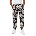 Watercolor Orchid Flower Pattern Print Cotton Sweatpants