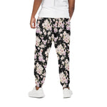 Watercolor Orchid Flower Pattern Print Cotton Pants
