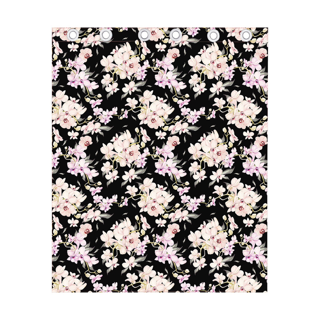 Watercolor Orchid Flower Pattern Print Curtain