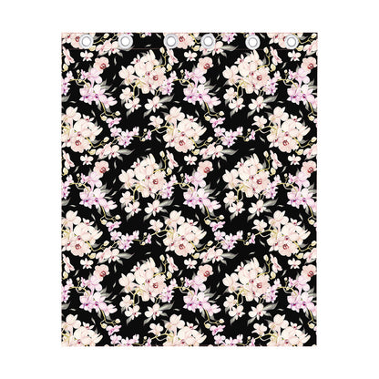 Watercolor Orchid Flower Pattern Print Curtain