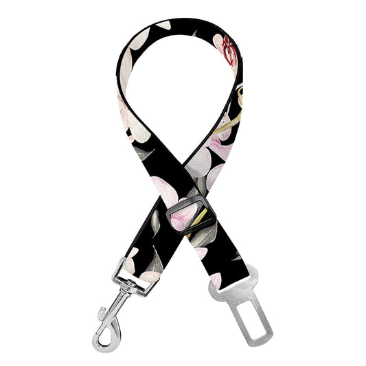 Watercolor Orchid Flower Pattern Print Dog Seat Belt