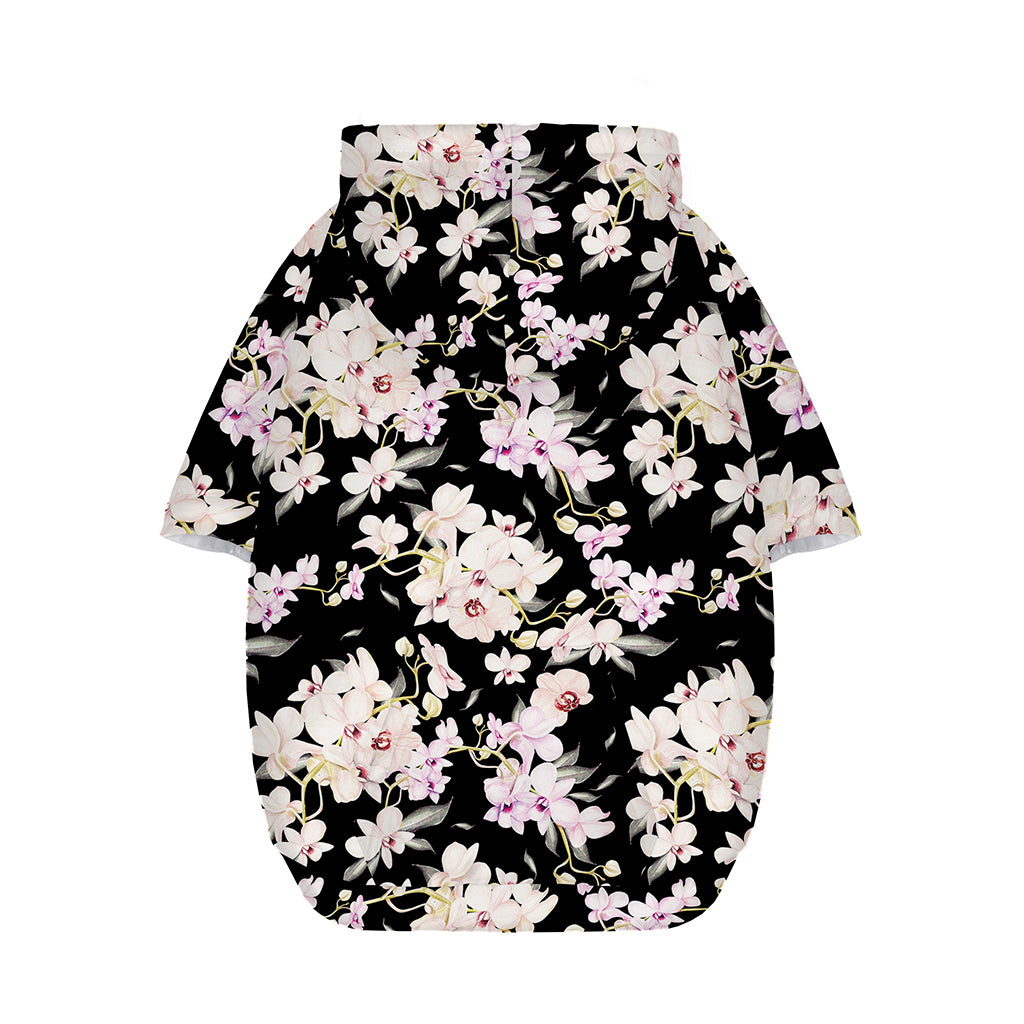 Watercolor Orchid Flower Pattern Print Dog Zip Up Hoodie