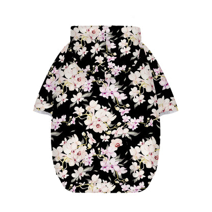 Watercolor Orchid Flower Pattern Print Dog Zip Up Hoodie