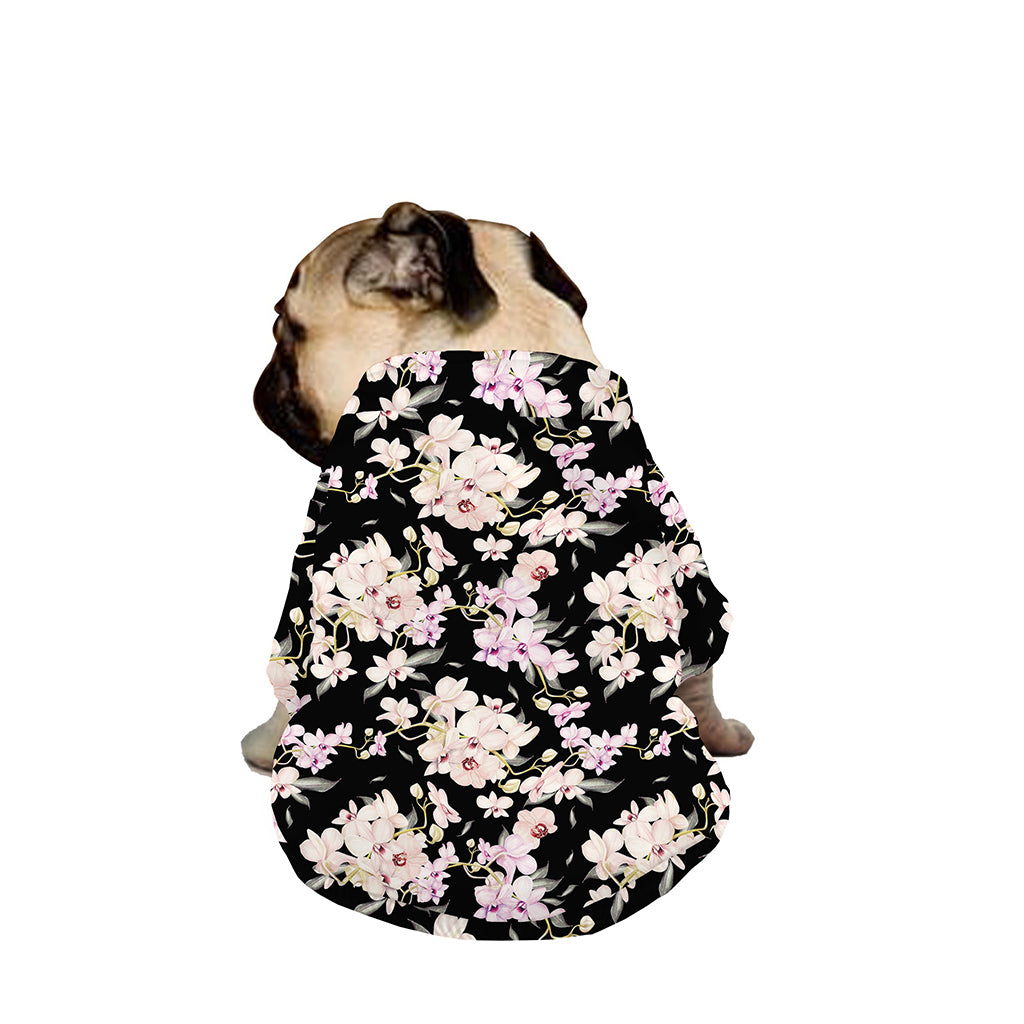 Watercolor Orchid Flower Pattern Print Dog Zip Up Jacket