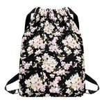 Watercolor Orchid Flower Pattern Print Drawstring Backpack