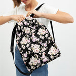 Watercolor Orchid Flower Pattern Print Drawstring Backpack