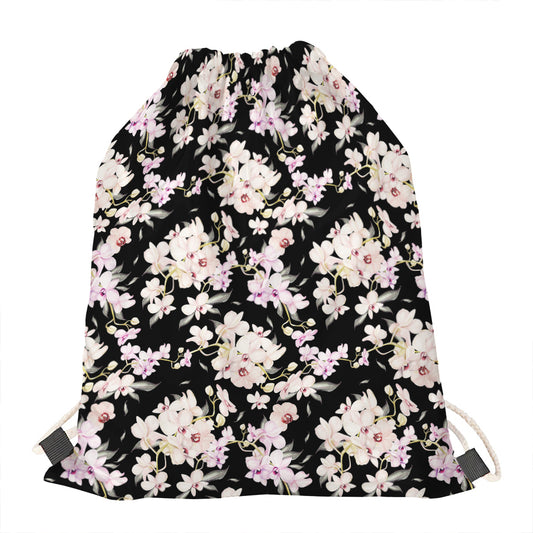 Watercolor Orchid Flower Pattern Print Drawstring Bag