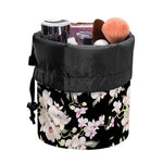 Watercolor Orchid Flower Pattern Print Drawstring Makeup Bag