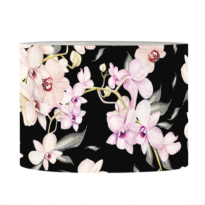Watercolor Orchid Flower Pattern Print Drum Lamp Shade