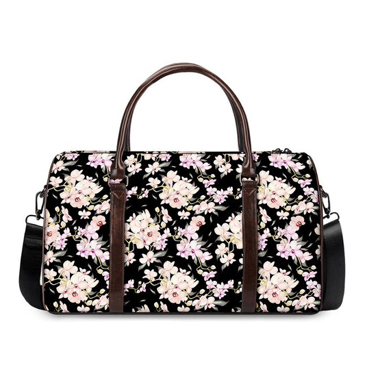 Watercolor Orchid Flower Pattern Print Duffle Bag