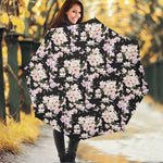 Watercolor Orchid Flower Pattern Print Foldable Umbrella