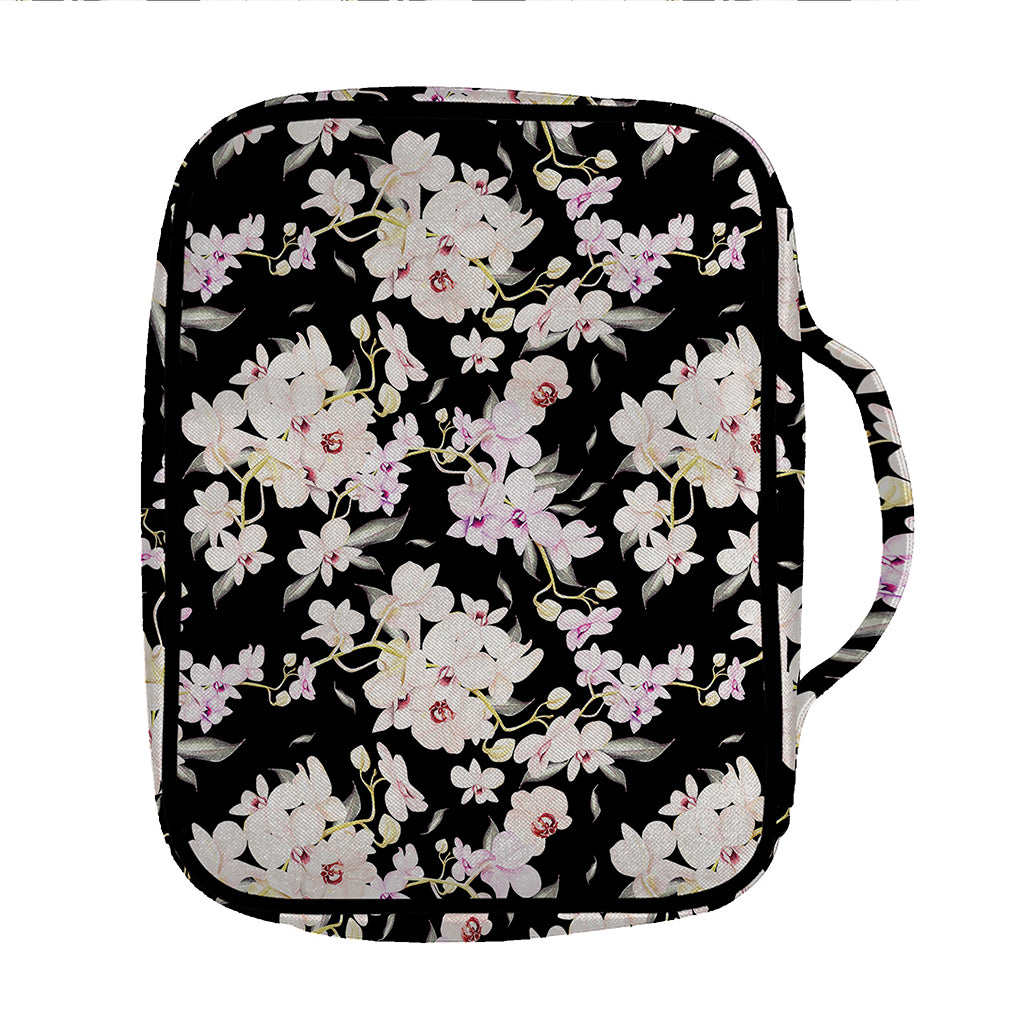Watercolor Orchid Flower Pattern Print Front Pocket Bible Bag