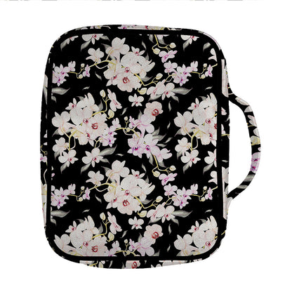 Watercolor Orchid Flower Pattern Print Front Pocket Bible Bag