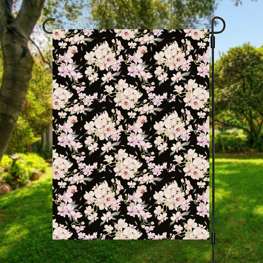 Watercolor Orchid Flower Pattern Print Garden Flag
