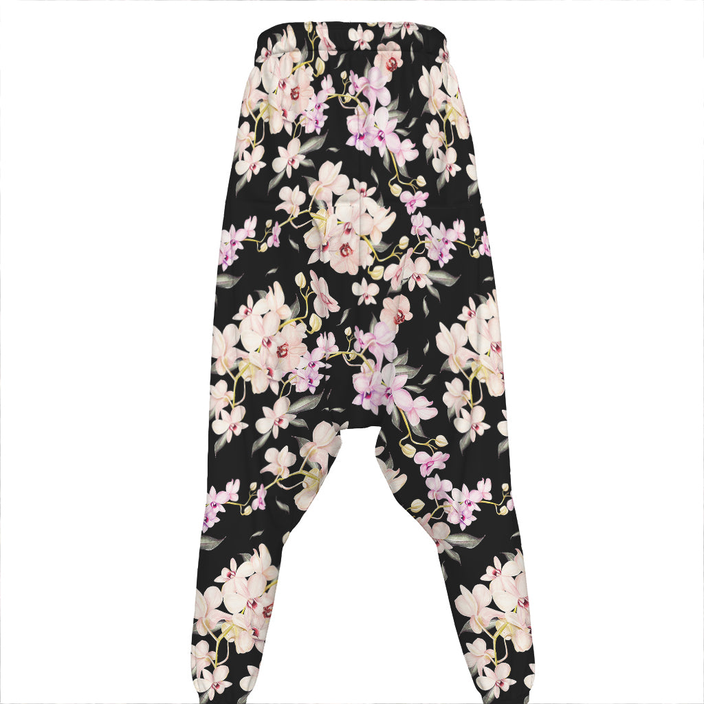 Watercolor Orchid Flower Pattern Print Hammer Pants