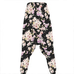 Watercolor Orchid Flower Pattern Print Hammer Pants