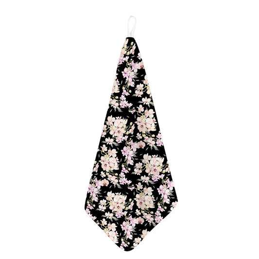 Watercolor Orchid Flower Pattern Print Hand Towel