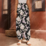 Watercolor Orchid Flower Pattern Print Harem Pants