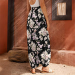 Watercolor Orchid Flower Pattern Print Harem Pants