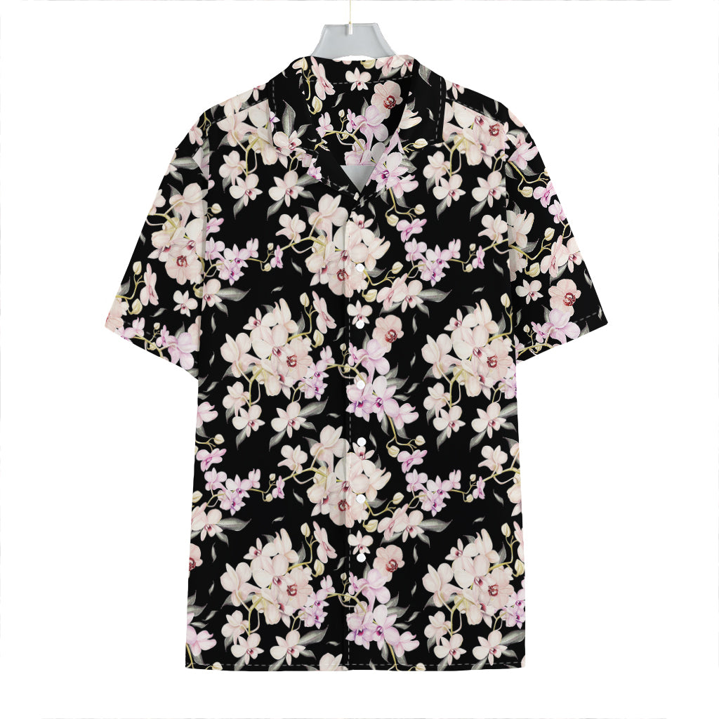 Watercolor Orchid Flower Pattern Print Hawaiian Shirt