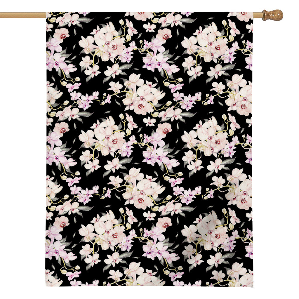 Watercolor Orchid Flower Pattern Print House Flag