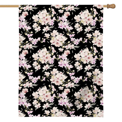 Watercolor Orchid Flower Pattern Print House Flag