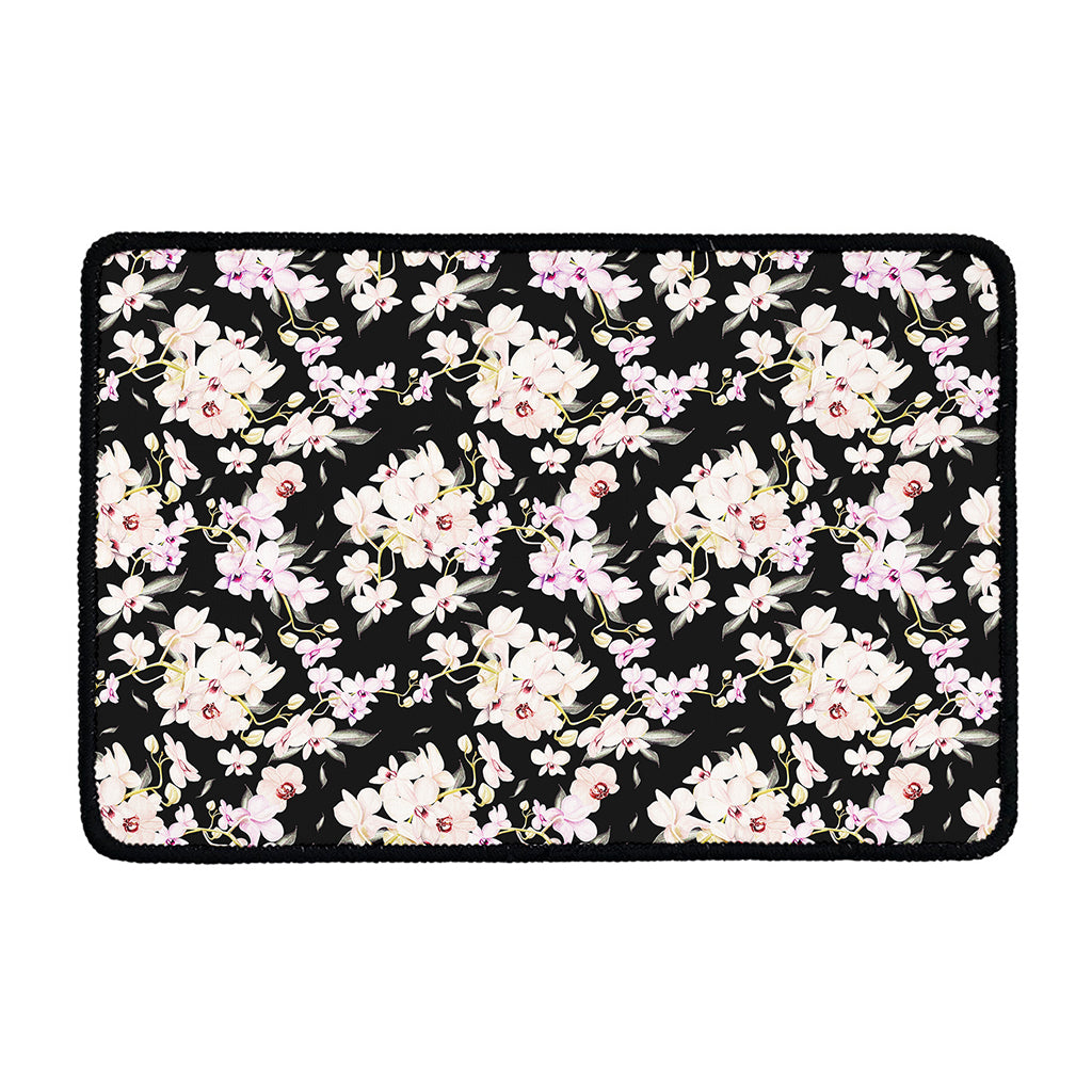 Watercolor Orchid Flower Pattern Print Kitchen Mat