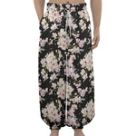Watercolor Orchid Flower Pattern Print Lantern Pants