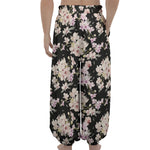 Watercolor Orchid Flower Pattern Print Lantern Pants