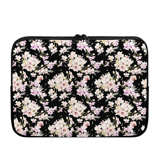 Watercolor Orchid Flower Pattern Print Laptop Sleeve