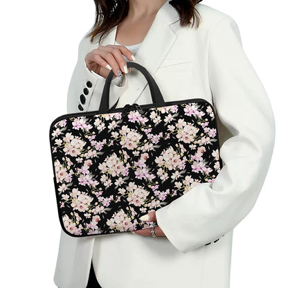 Watercolor Orchid Flower Pattern Print Laptop Sleeve With Handle