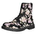 Watercolor Orchid Flower Pattern Print Lace-Up Boots