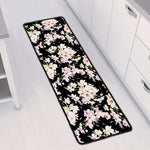 Watercolor Orchid Flower Pattern Print Long Kitchen Mat