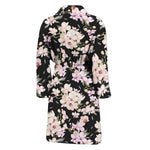 Watercolor Orchid Flower Pattern Print Men's Bathrobe