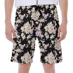 Watercolor Orchid Flower Pattern Print Men's Beach Shorts