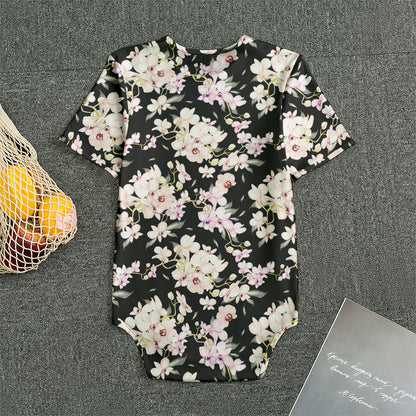 Watercolor Orchid Flower Pattern Print Men's Bodysuit