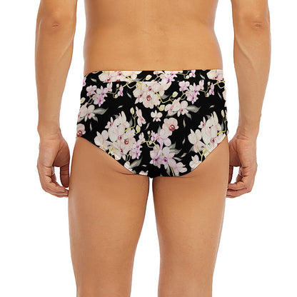 Watercolor Orchid Flower Pattern Print Men's Briefs